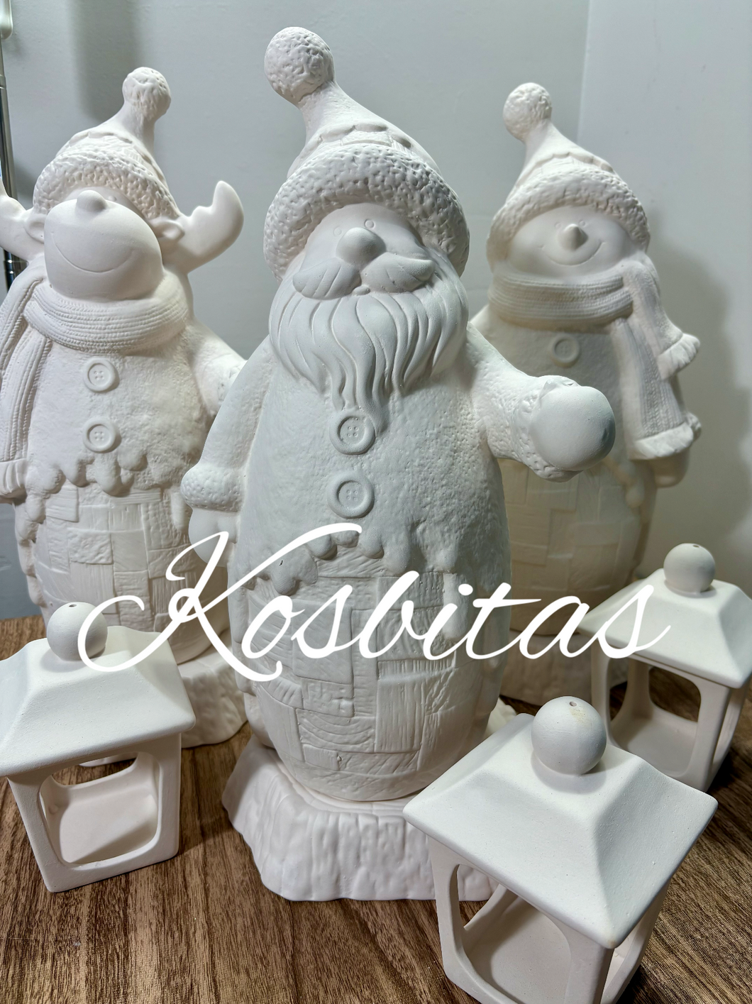 Kit santa reno y nieve madera