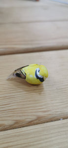 Pajaro amarillo cola de pluma