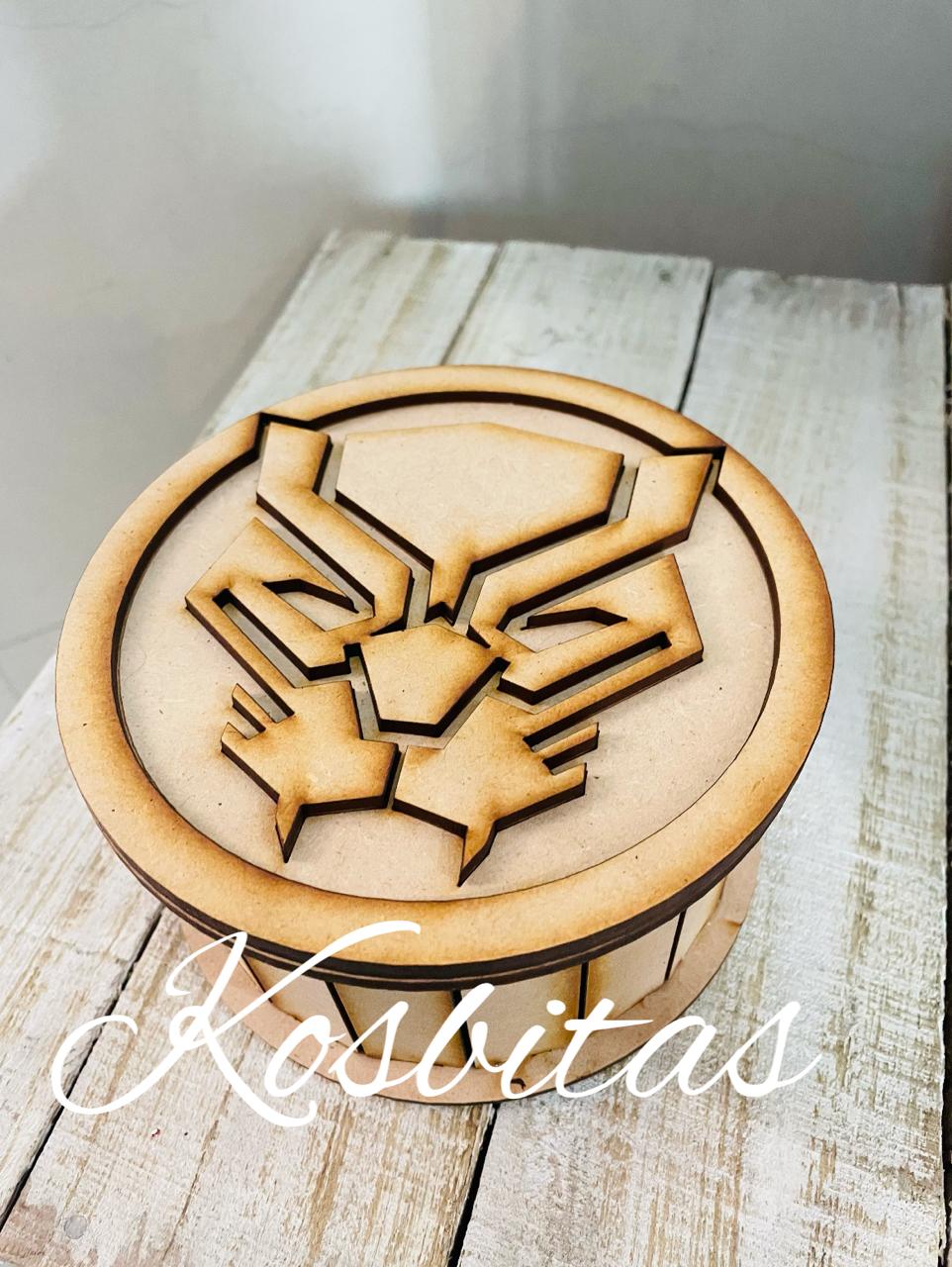 Caja redonda pantera negra