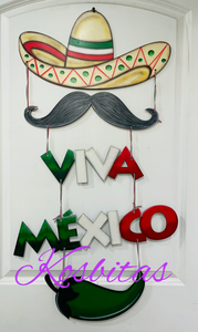 Letrero viva mexico bigote