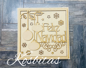 Bastidor Feliz Navidad 40x40cm