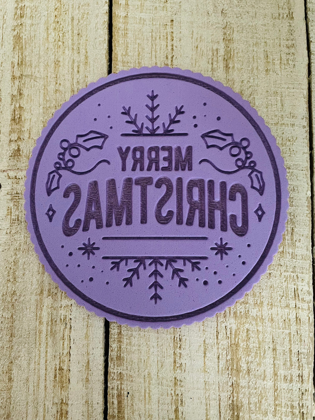 Sello redondo merry christmas medio copo 11cm