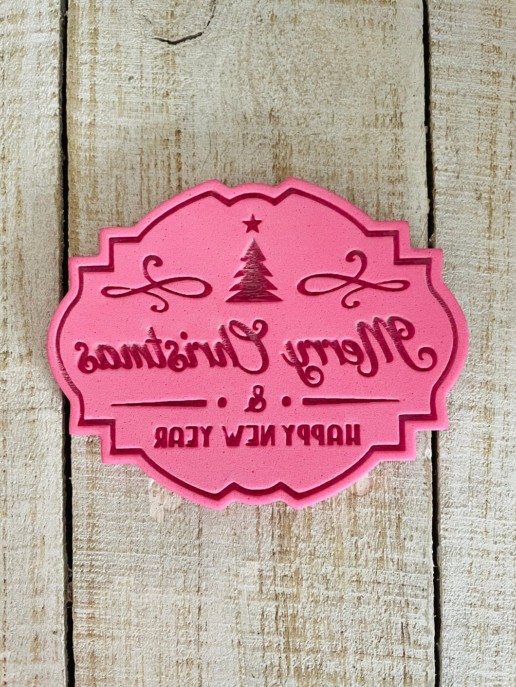 Sello Merry Christmas &Happy New Year pino 10x8cm